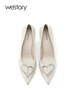 westory2022年新款不累脚高跟细跟气质尖头设计感白色单鞋女W22AE54881 商品缩略图3