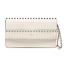 【现货秒发】Valentino/华伦天奴 女士皮质铆钉装饰手拿包 SW2B0E80BOL