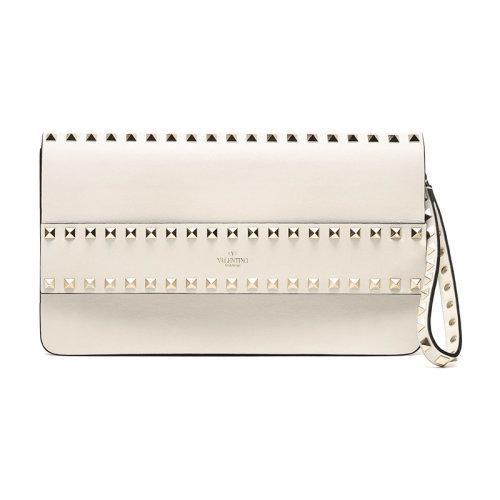 【现货秒发】Valentino/华伦天奴 女士皮质铆钉装饰手拿包 SW2B0E80BOL 商品图0