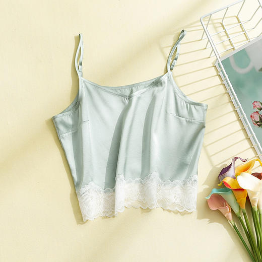 TG-TG02S107蕾丝性感桑蚕丝女吊带放走光抹胸透气真丝内衣诱惑内搭 商品图7