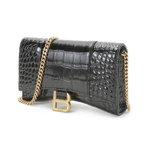 【国内现货】Balenciaga/巴黎世家 2021款 女士迷你款XS号牛皮Hourglass仿古做旧单肩斜挎包链条包沙漏包 656050 1LRGM 商品图1