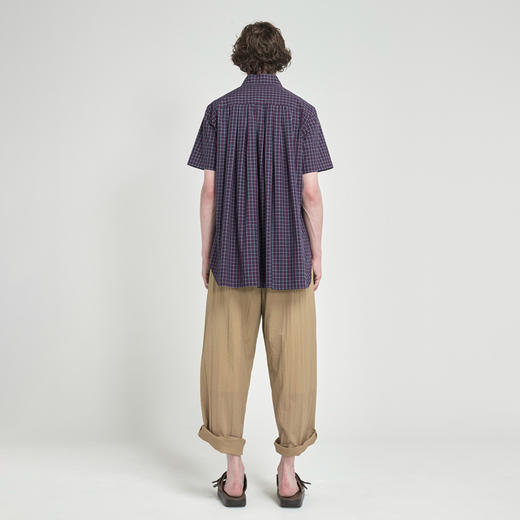 Fumito Ganryu  Pleated ButtonDown Shirt 背后褶皱短袖格子衬衫 商品图3