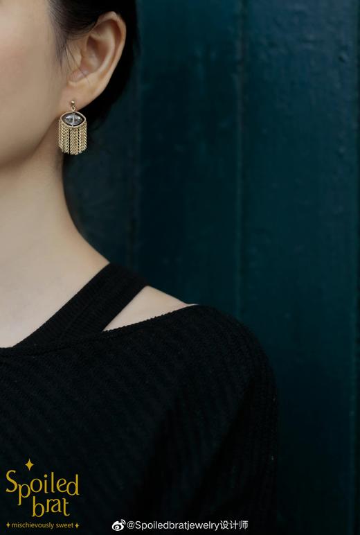 SpoiledBrat Jewelry 流苏系列马眼形发晶耳环 商品图2