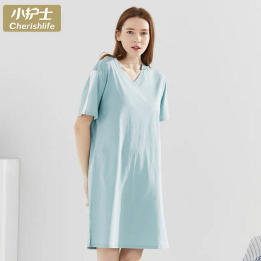 小护士亲肤棉拼色家居短袖裙-女JMQ024 商品图3