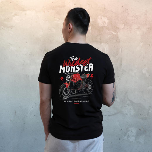 2022自由基地手绘机车风motorcycles印花图案时尚潮男短袖T恤汗衫 NMT-1823 商品图1