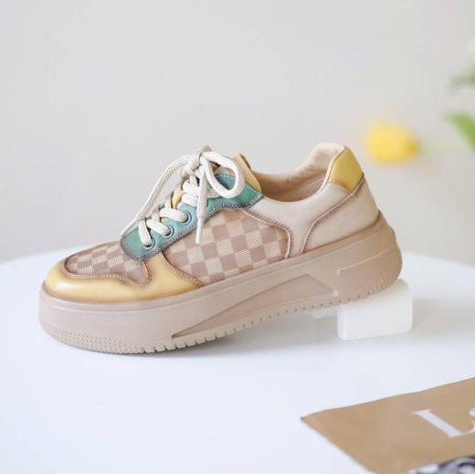 女士头层牛皮+网面透气复古休闲鞋(羊皮内里） 商品图2