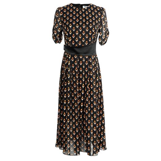 剩S/M 米思阳2024夏季新款时尚复古印花雪纺裙拼接醋酸中长款连衣裙1123 商品图3