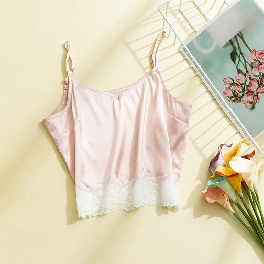 TG-TG02S107蕾丝性感桑蚕丝女吊带放走光抹胸透气真丝内衣诱惑内搭 商品图5