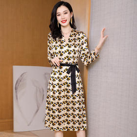 ASE-2355韩版印花气质时尚女士连衣裙