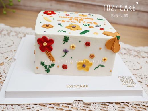 1027CAKE | ins风  手绘方形蛋糕 春田花花 商品图1