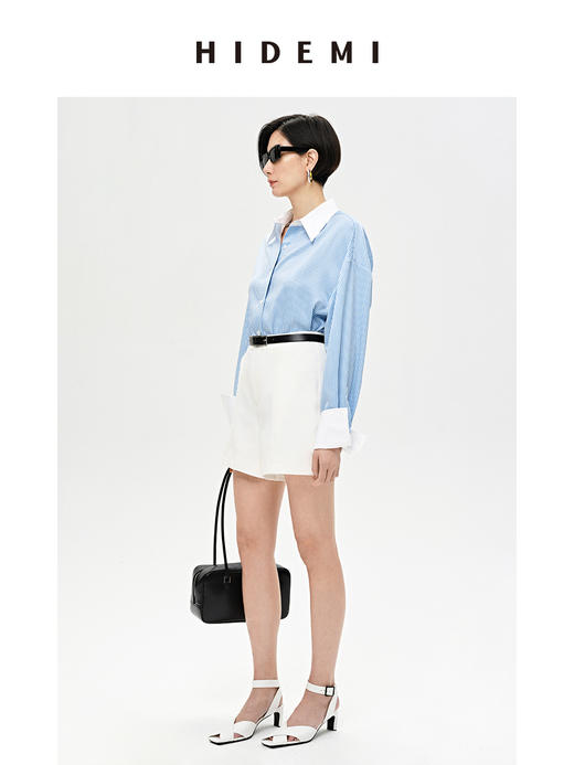 HIDEMI 简约超显瘦提臀高腰短裤 黑色/白色 商品图5