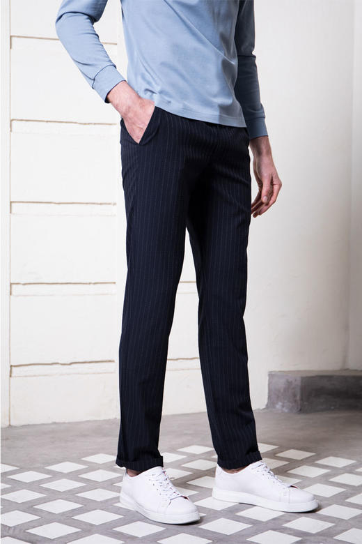 callisto藏青微泡天丝休闲裤  SQCPW080C 商品图1