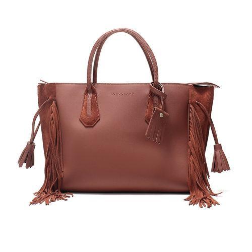 Longchamp/珑骧 女士Pénélope系列牛皮中号流苏手提包 1295 HLU 商品图5