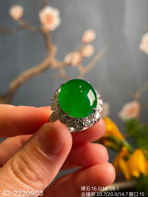 42-2220903，冰艳绿蛋面戒指。具体价格微信咨询 商品图3