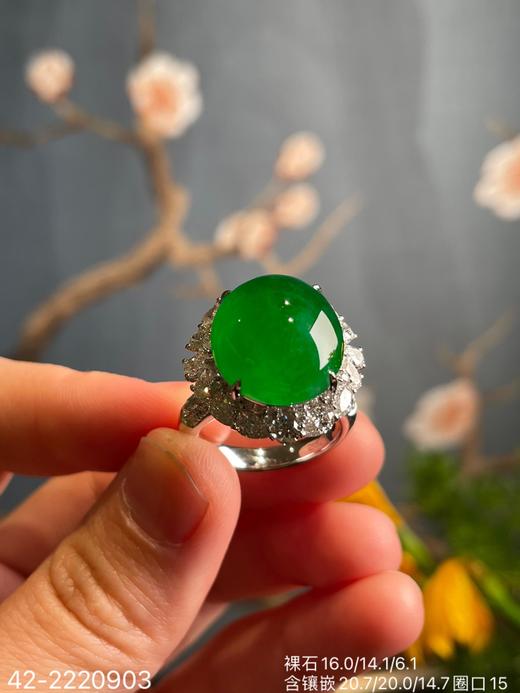 42-2220903，冰艳绿蛋面戒指。具体价格微信咨询 商品图0