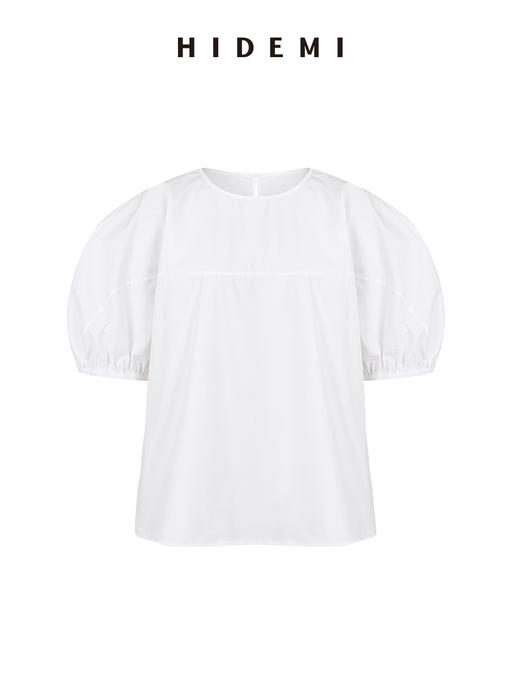 HIDEMI 简约廓形短袖设计感自然棉质衫衬上衣 白色/黑色 商品图10