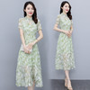 雪纺复古，短袖改良版旗袍中长款鱼尾边连衣裙HR-SSFB2555 商品缩略图2