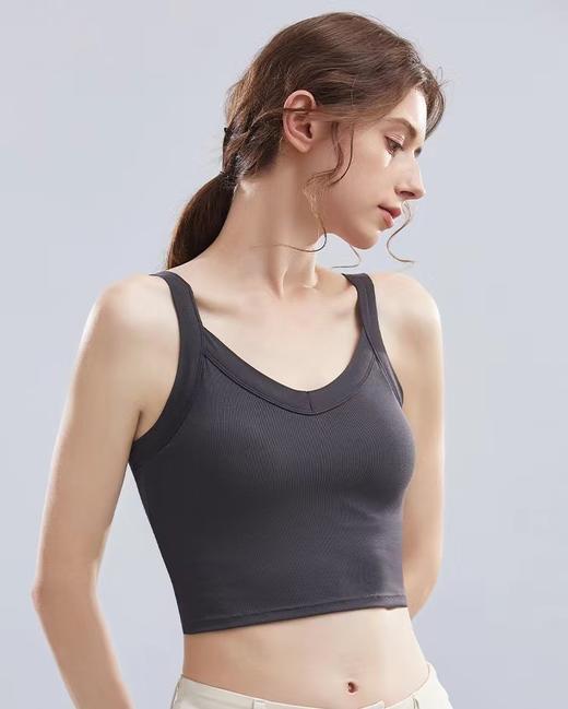 【带胸垫】 二件减10元辣妹纯色吊带背心一体式胸垫外穿上衣无钢圈细带打底抹胸 JX 000 99106 商品图0