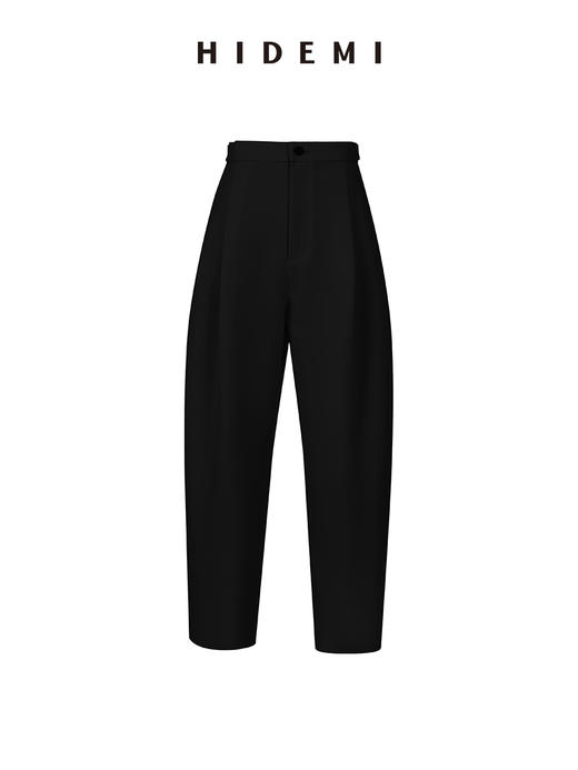 HIDEMI 一粒扣显瘦舒适茧型九分裤 豆乳白/黑色 商品图11