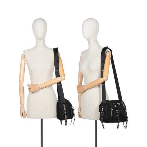 【国内现货】PRADA/普拉达 2021款 女士织物铆钉装饰单肩斜挎包 1BD118 2BYB 商品图4
