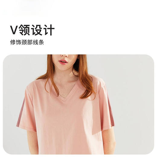 小护士亲肤棉拼色家居短袖裙-女JMQ024 商品图1