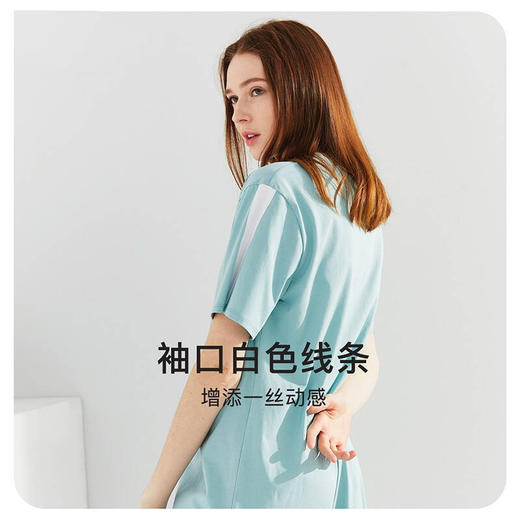 小护士亲肤棉拼色家居短袖裙-女JMQ024 商品图5