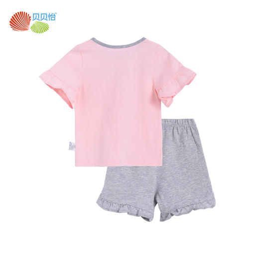 贝贝怡夏季新品女童短袖短裤套装爱心儿童分体两件套 商品图3