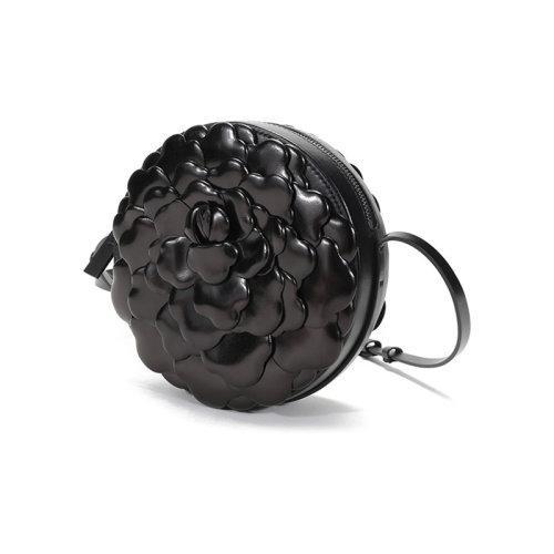 【国内现货】Valentino/华伦天奴 2021款 女士羊皮革玫瑰花瓣圆形单肩斜挎包 VW2B0I32JBZ 商品图1