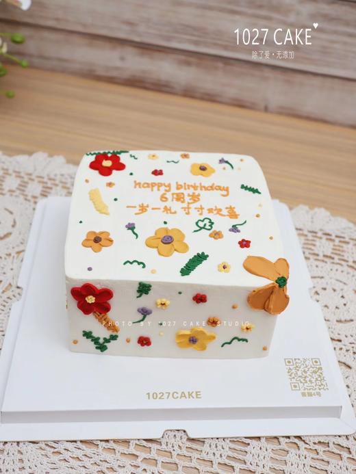 1027CAKE | ins风  手绘方形蛋糕 春田花花 商品图0