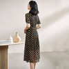 剩S/M 米思阳2024夏季新款时尚复古印花雪纺裙拼接醋酸中长款连衣裙1123 商品缩略图2