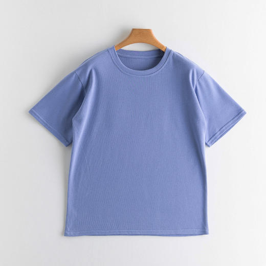 「优质马卡龙棉！感受不一样的质感」纯色女装春夏外穿宽松打底上衣圆领内搭套头短袖 商品图4