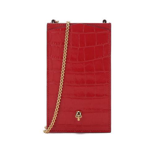 AlexanderMcQueen/亚历山大麦昆 女士牛皮革骷髅头单肩斜挎包链条包手机包 632035 1JMFG 商品图5