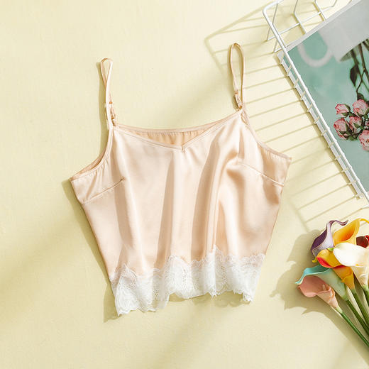 TG-TG02S107蕾丝性感桑蚕丝女吊带放走光抹胸透气真丝内衣诱惑内搭 商品图6