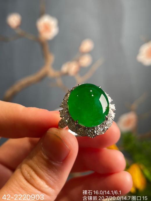 42-2220903，冰艳绿蛋面戒指。具体价格微信咨询 商品图6