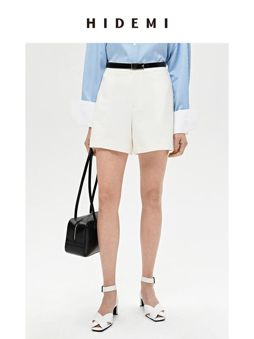 HIDEMI 简约超显瘦提臀高腰短裤 黑色/白色 商品图4