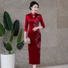 MH-新款重磅醋酸旗袍连衣裙复古改良时尚结婚敬酒长款七分袖 商品缩略图0