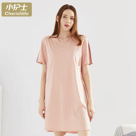 小护士亲肤棉拼色家居短袖裙-女JMQ024