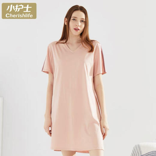 小护士亲肤棉拼色家居短袖裙-女JMQ024 商品图0