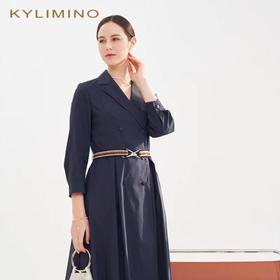 2楼凯莉米洛藏青色收腰连衣裙