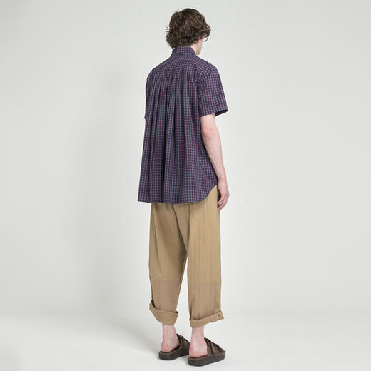 Fumito Ganryu  Pleated ButtonDown Shirt 背后褶皱短袖格子衬衫 商品图2