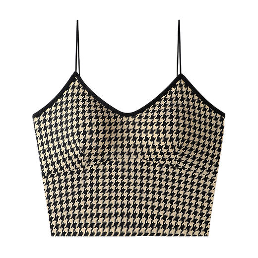 【搭配王炸】高弹舒适打底美背蕾丝&千鸟格蚕丝吊带内衣 可外穿 可内搭 胸垫可拆卸 商品图9