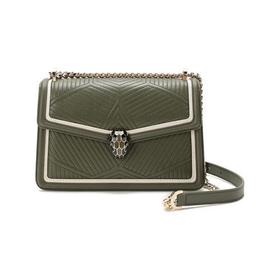 【国内现货】BVLGARI/宝格丽 女士SERPENTI DIAMOND BLAST系列皮质蛇头扣绗缝手提单肩斜挎包 289731