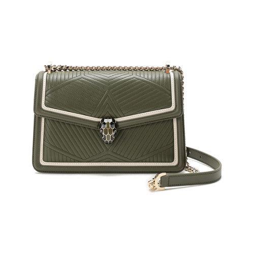 【国内现货】BVLGARI/宝格丽 女士SERPENTI DIAMOND BLAST系列皮质蛇头扣绗缝手提单肩斜挎包 289731 商品图0