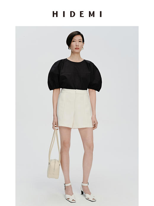 HIDEMI 简约超显瘦提臀高腰短裤 黑色/白色 商品图2