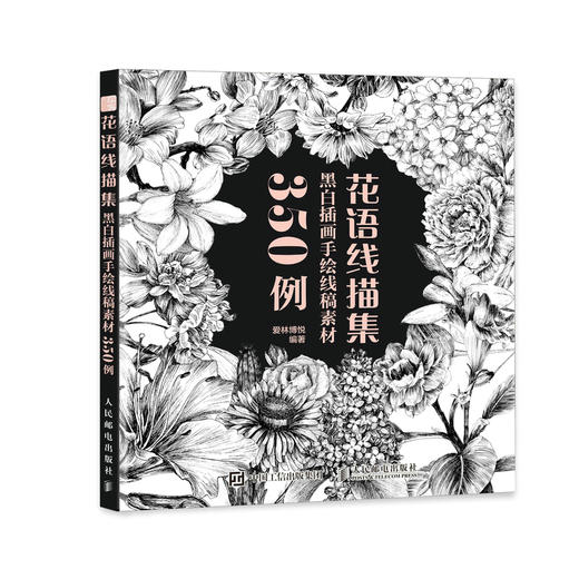 花语线描集 黑白插画手绘线稿素材350例 花卉素描临摹画册书植物线稿插画教程铅笔画花卉线描画册速写临摹本黑白花意 商品图0