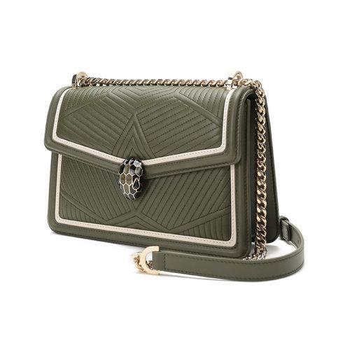 【国内现货】BVLGARI/宝格丽 女士SERPENTI DIAMOND BLAST系列皮质蛇头扣绗缝手提单肩斜挎包 289731 商品图1