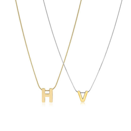 Oflye潮流饰品 钛钢字母项链女ins简约金属锁骨链吊坠网红冷淡风颈链脖子配饰 商品图4