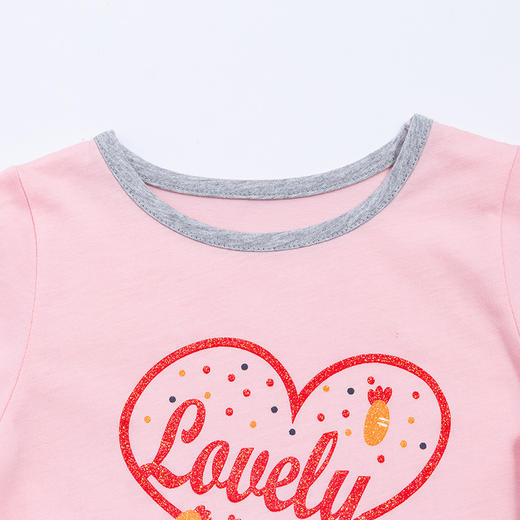 贝贝怡夏季新品女童短袖短裤套装爱心儿童分体两件套 商品图4