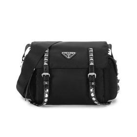 【国内现货】PRADA/普拉达 2021款 女士织物铆钉装饰单肩斜挎包 1BD118 2BYB