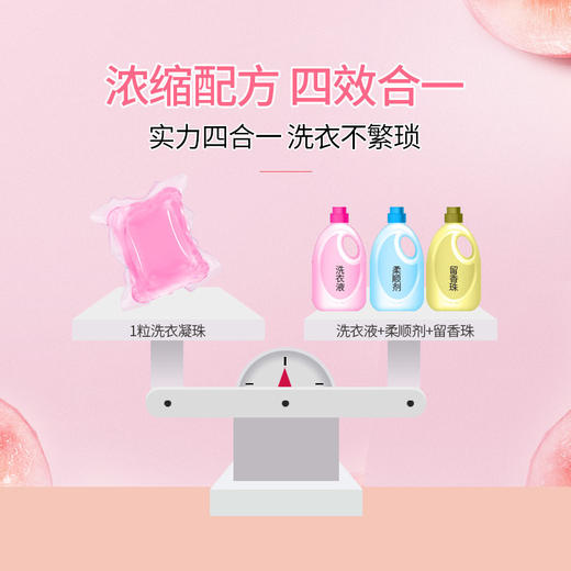 「拍1发3！3袋装」天堂鸽洗衣凝珠20颗*3袋装 水蜜桃香水型留香洗衣液去污清洁工具 商品图1